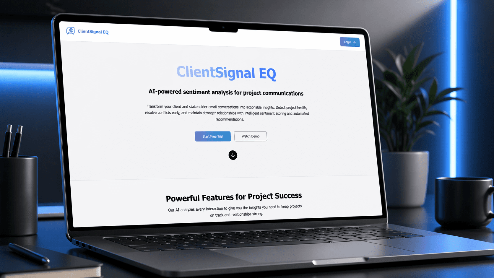 Client Signal EQ home screen